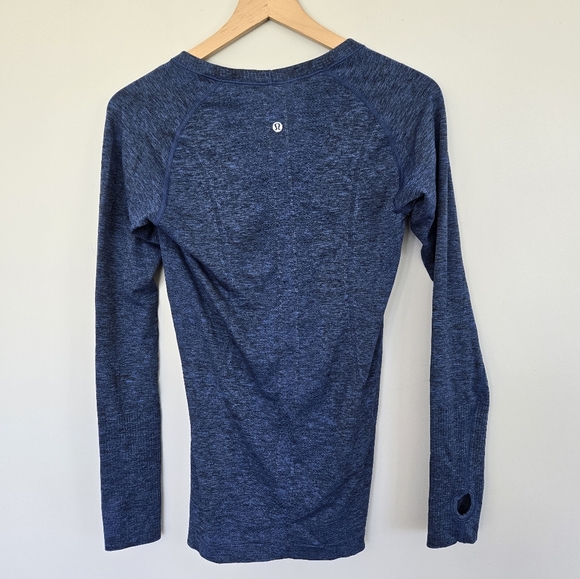 Lululemon Run Swiftly Long Sleeve Tach Tee Blue Black Size 8 - Picture 1 of 5